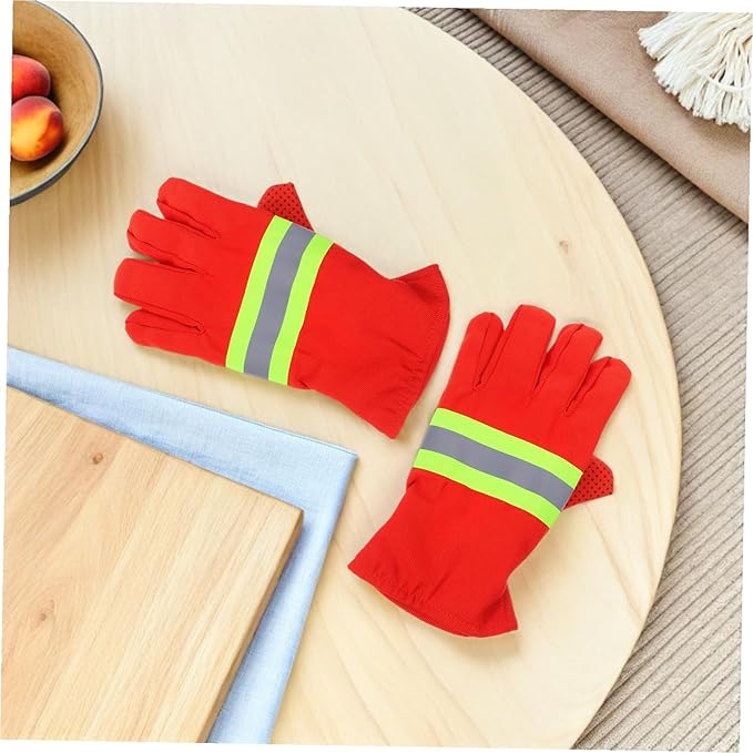 Zerodeko 2 Pairs Flame-resistant Welding Gloves Heat Insulated Firefighter Work Gloves for Emergency Rescue Outdoor Safety Heavy Duty Puncture Resistant Protective Gear