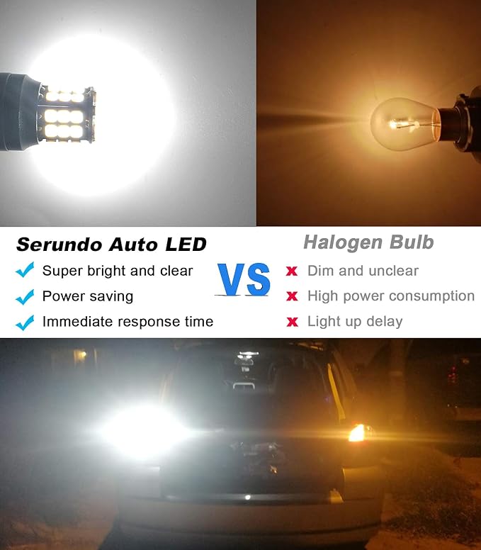 Serundo Auto 1156 Led Bulb, 12V 24V Super Bright 1141 1003 BA15S LED Bulbs Used for Back Up Reverse Lights, Tail Lights, RV lights,Lawn Mower etc. Pack of 2pcs White