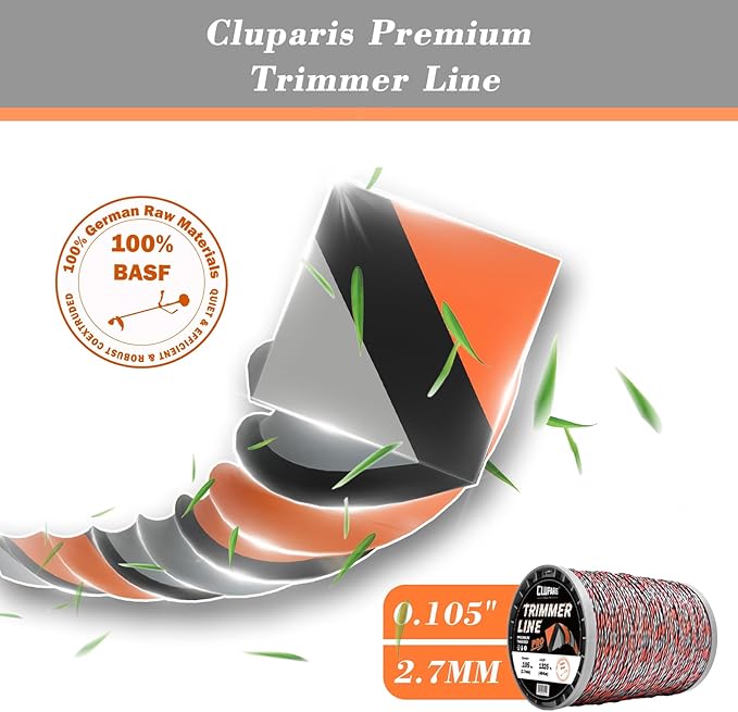 Cluparis 5-Pound Super Heavy Duty Trimmer Line .105-Inch-by-1325-ft Twist Pro Trimmer Line Spool 3-Component Tri-Extrusion Weed Eater String with Super Line Cutter