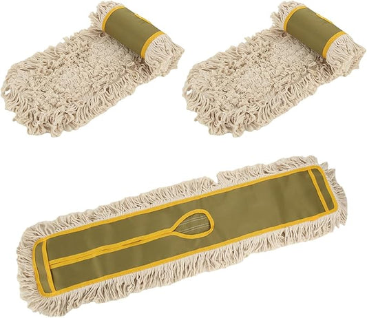 3 Pack Dust Mop Replacement Head, 36'' Dust Mops for Floor Cleaning Replacement Reusable Industrial Cotton Dust Mop Refill for Hardwood Floors, Ceramic, Marble, Tile