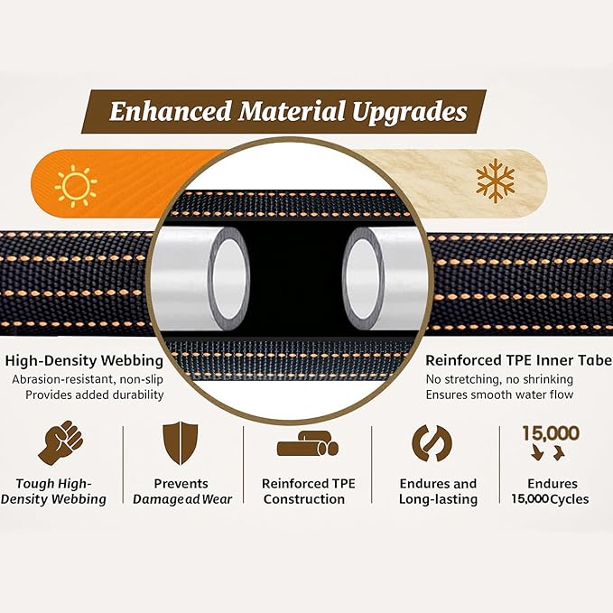 10FT Lightweight Flexible Garden Hose,Non-Slip Handles,Non-kink Hose,Solid Brass Fitting for Boats, RV Water Hose,Marine Washdown,Lawn,Garden,Leakproof TPE Hose (OrangeBlack, 10 FT)