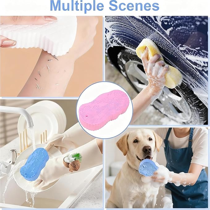 Magic Exfoliating Bath Sponge, 2026 Upgraded 3D Super Soft Exfoliating Bath Sponge Magic Exfoliating Body Scrubber, Shower Brushes for Adults Women and Men (D-3PCS)