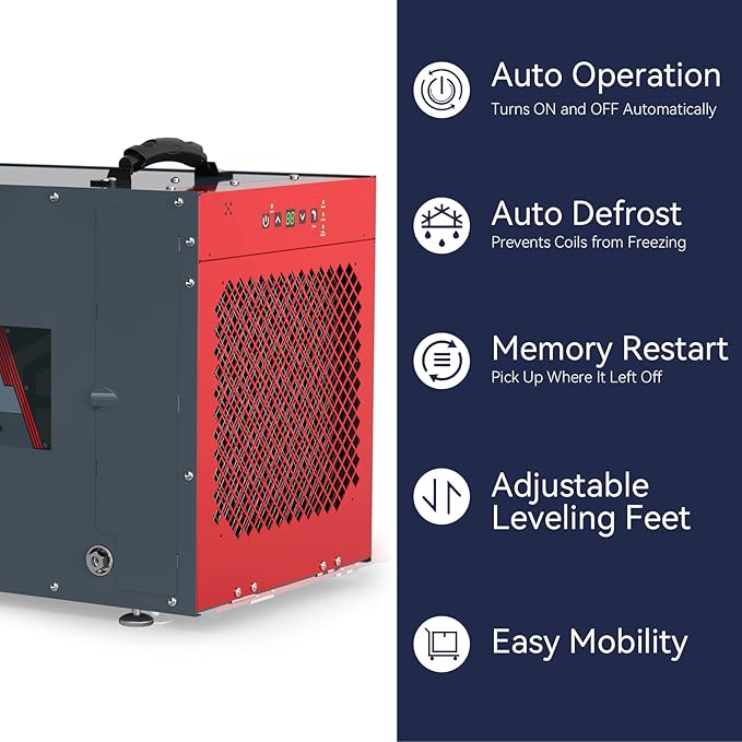 Abestorm 220 Pint Commercial Dehumidifier with Pump, Crawl Space Dehumidifier for Basement, Industry Water Damage Unit, Large Capacity, Auto Operation/Defrost, Memory Starting