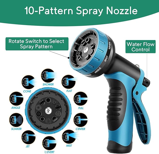 150 ft Expandable Garden Hose, 2025 New Ultra Lightweight & Flexible Water Hose 150ft, 10 Pattern Spray Nozzle, Leak-Proof Solid Brass Fittings, High-Density Outer Fabric, Durable Latex Core, No Kink