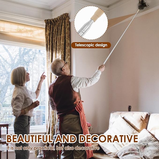 4 Pcs Feather Duster with Extension Pole 29 to 83 Inches Practical Long Feather Dusters Retractable for Home and Car Cleaning (4Pcs-Feather Duster)