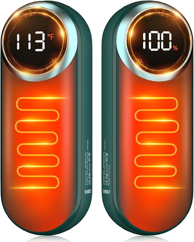 Rechargeable Hand Warmers 2 Pack - Magnetic AI Electric Hot Hands with LED Light, 3 Heat Settings Double Sided, 15H Battery Life, Portable Electric Heater for Outdoor，Hunting Camping ， Christmas Gifts