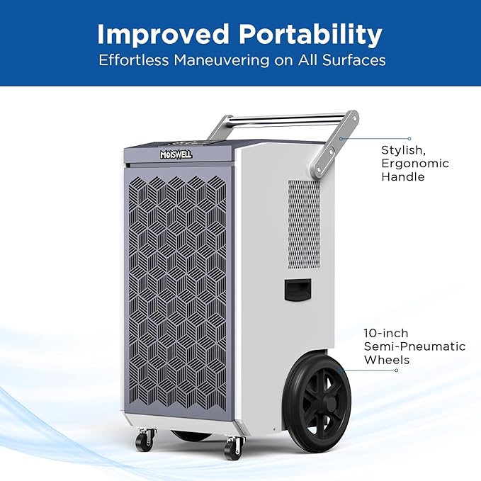 260 Pints Commercial Dehumidifier with Pump and Drain Hose for Basements, Heavy Duty Commercial Grade Dehumidifiers for Large Spaces, Warehouse, Industry Water Damage Unit, Auto Defrost