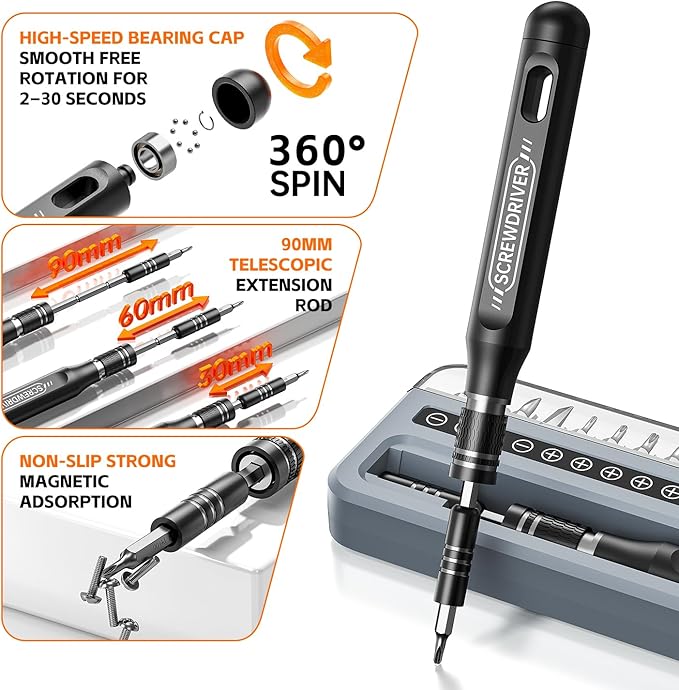 32-in-1 Small Precision Screwdriver Set, Professional Magnetic Mini Repair Tool Kit for Phone, Computer, Watch, Laptop, Macbook, Ring Doorbell, Eyeglass, Electronic,