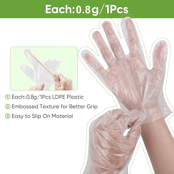 Disposable Food Prep Gloves - 500 PCS Disposable Plastic Gloves forFood Safe , Food Handling, Cooking，One Size Fits Most