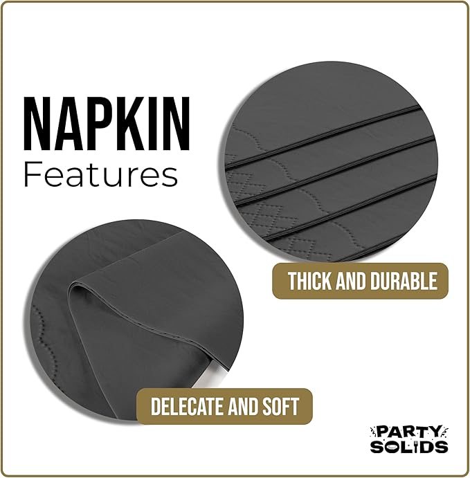 Black Dinner Napkins Disposable 8" x 4" Folded - 40 Pcs 2 Ply Black Napkins Disposable Paper Guest Towels for Bathrooms, Dinners, Everyday Parties & Party Supplies