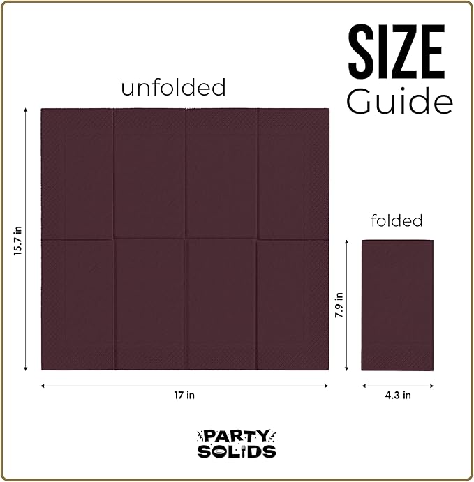 Brown Dinner Napkins Disposable 8" x 4" Folded - 40 Pcs 2 Ply Brown Napkins Disposable Paper Guest Towels for Bathrooms, Dinners, Everyday Parties & Party Supplies