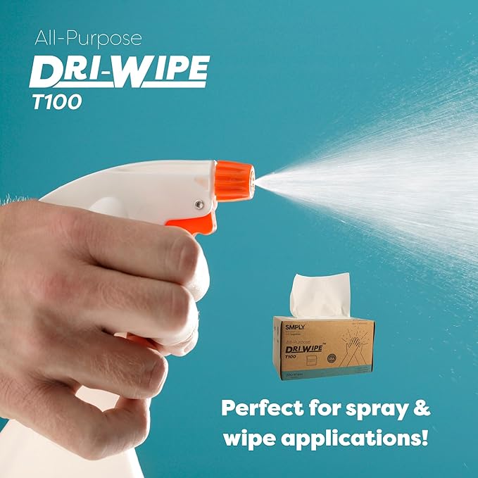 Dri-Wipe™ T100 All-Purpose Center-Pull Wipes – 24 Boxes of 200 (4,800 Total) – Disposable Cleaning Wipes, a Smarter Alternative to Paper Towels for Janitorial, Retail & Foodservice Use