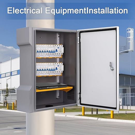 Waterproof Electrical Enclosure 16.1"x13.8"x7.1", Outdoor Electrical Box Weatherproof, Vented Electrical Junction Box Iron Electric Project Box with Reinforced Lock (Grey Iron)