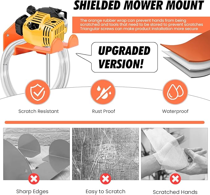 Weed Eater Hanger, Trimmer Rack Wall Mount Heavy Duty Weedeater Holder Garage Wall Mount for Power Tools, Grass Trimmer, Garden Tools