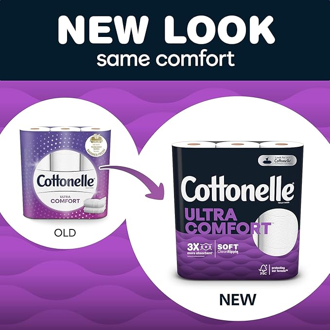 Cottonelle Ultra ComfortCare Toilet Paper, 6 Mega Rolls, Soft Bath Tissue (6 Mega Rolls = 24 Regular Rolls)