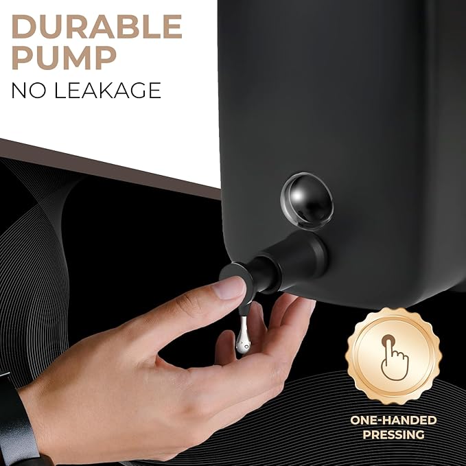 Commercial Soap Dispenser Wall Mount Stainless Steel Soap Dispensers Liquid Manual Anti-Leak Pump Hand Soap Dispenser for Bathroom Kitchen Black (35 fl.oz./1000ml)