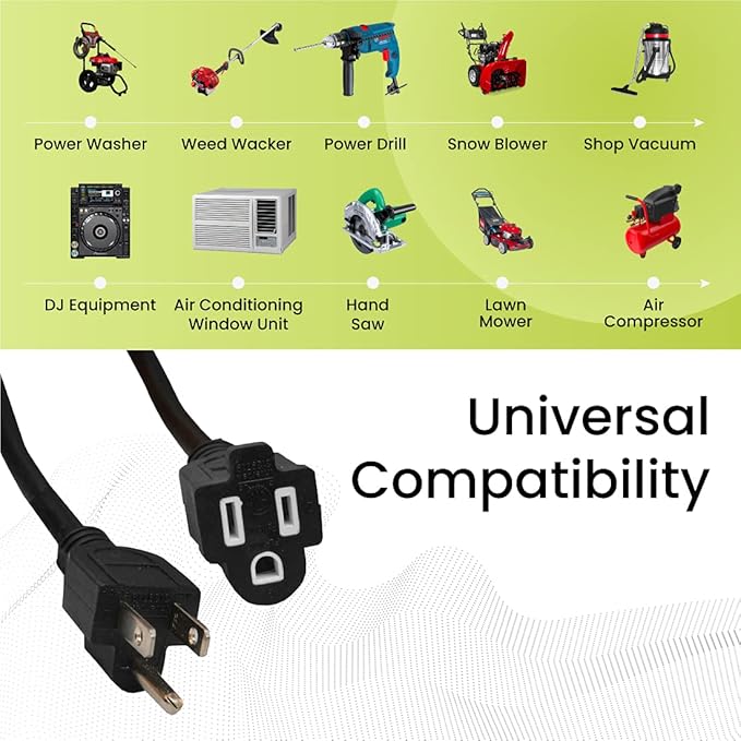 Go Green Power Inc. GG-13825BK - 14/3 SJTW Outdoor Extension Cord, Black, 25 ft