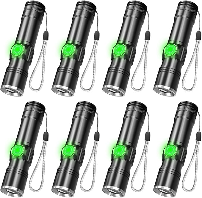 NAKCNM 8-Pack Rechargeable LED Flashlights, Super Bright Pocket-Sized Flashlight with USB Charging Port, EDC Flash Light for Home, Camping, Emergency