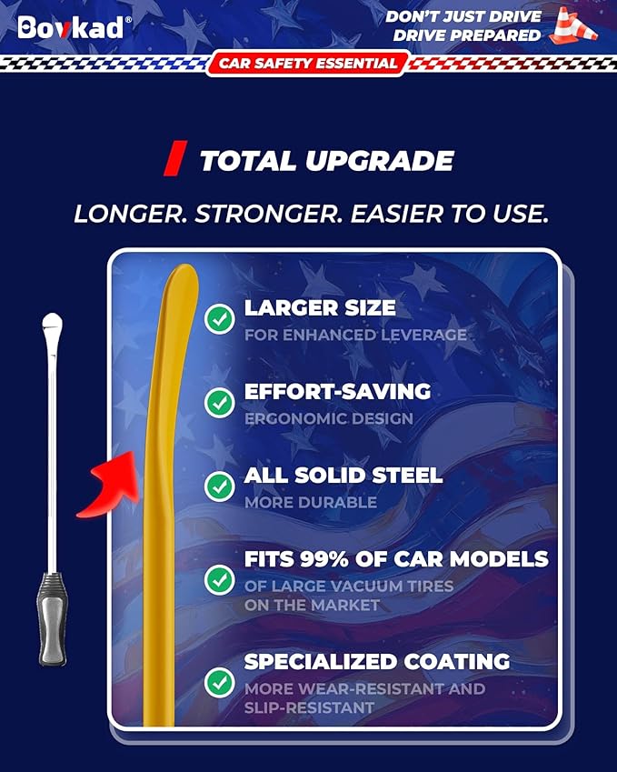 30" Heavy‑Duty Tubeless Truck Tire Iron Kit, 2‑Pack Oversized Solid‑Steel Mount/Demount Tire Spoons Bars, Rust‑Proof Anti‑Slip Grip-Essential Tire Removal Tool for Car, SUV & Truck(Yellow)