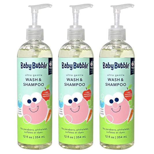 Mr. Bubble Baby Bubble Ultra Gentle Body Wash & Shampoo, Sweet Violet Clouds Scent, 12 oz. Pack of 3