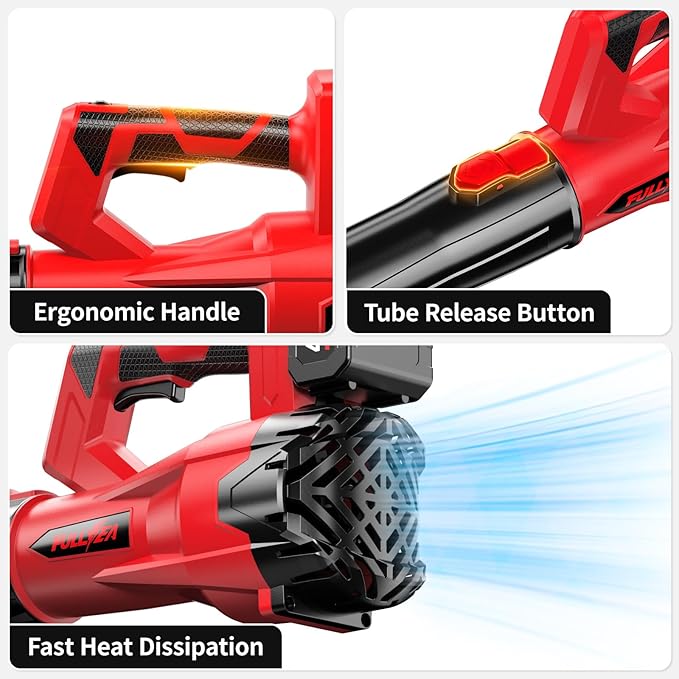 Cordless Leaf Blower 650 CFM, 6 Speed Modes, 180 MPH Leaf Blower Cordless with 3 Tubes & 2x4.0Ah Batteries, Battery Powered Leaf Blowers for Patio, Yard, Sidewalk, Garage Cleaning, Lawn Care