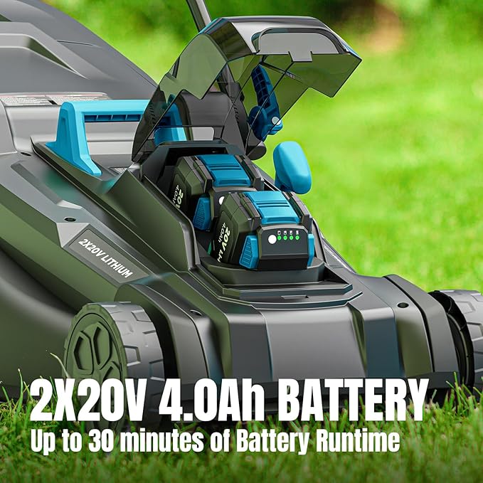 18" Cordless Self-Propelled Lawn Mower, Dual 20V Brushless Electric Push Mower with 6-Level Cutting Height, Includes 2×4.0Ah Batteries & Dual Charger