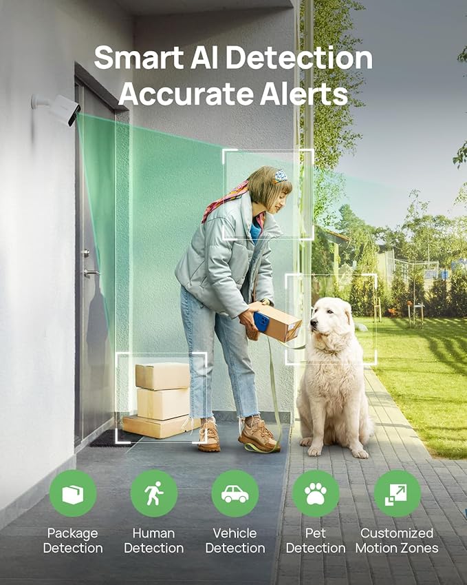 Anona Aurora 4K Solar Security Cameras Wireless Outdoor, Forever Power with Solar Panel, 8MP Color Night Vision, 24/7 AOV Recording, No Monthly Fees, AI Detection, Easy Setup, 2.4 G WiFi, IP67, 2 Pack