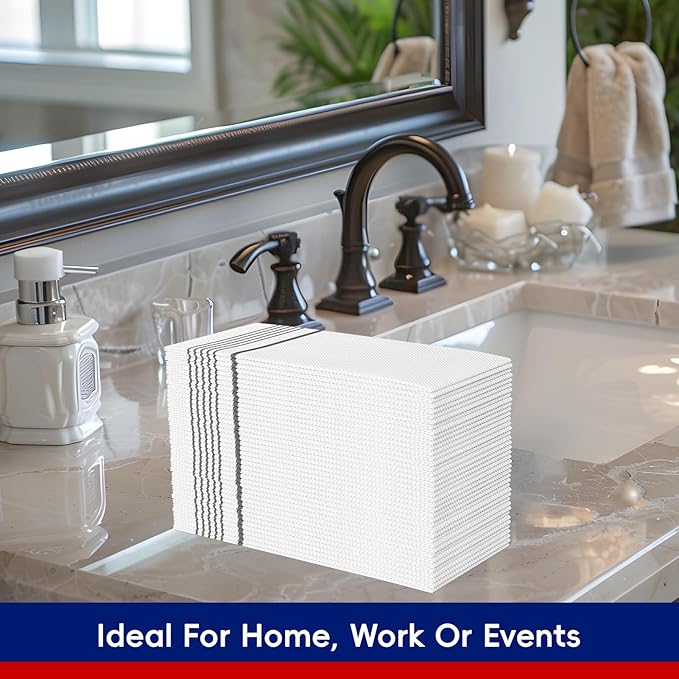 600 Pack Paper Dinner Napkins, Absorbent Paper Napkins, Premium Quality Guest Towels, 2-Ply Disposable Hand Towels for Kitchen, Events, Parties or Events (Silver)