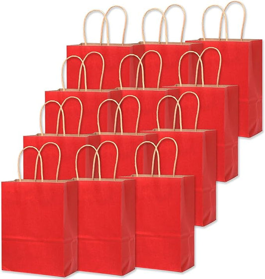 qiqee 32-Packs Wine Paper Gift Bags with Handles Bulk 7.6"x4.75"x10.5" Medium Size Gift Bags Multiple Uses