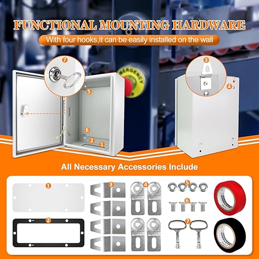 Outdoor Electrical Box 24 x 16 x 10'' Nema 4X Enclosure Waterproof Junction Box Electrical Enclosure Lockable Weatherproof Enclosure Box