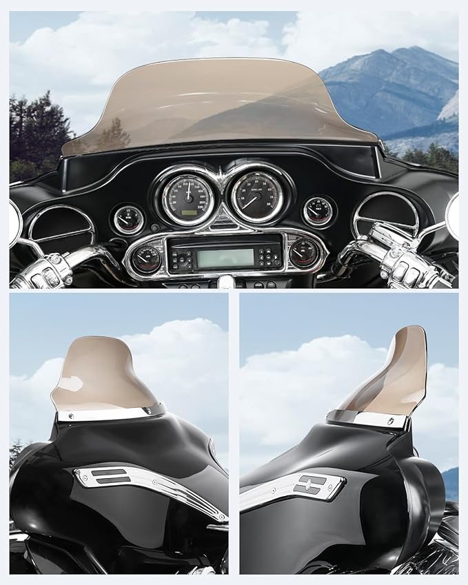 Benlari 8" Smoke Motorcycle Windshield Windscreen Fit for 1996-2013 Harley Davidson Touring Street Glide Electra Glide Tri Glide FLHT FLHX FLHTK FLHTC FLHTCU