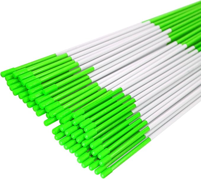 Driveway Markers Snow Stakes 60 inch Green Plow Stakes Reflective Fiberglass, Pack of 100 for Parking Lots, Walkways