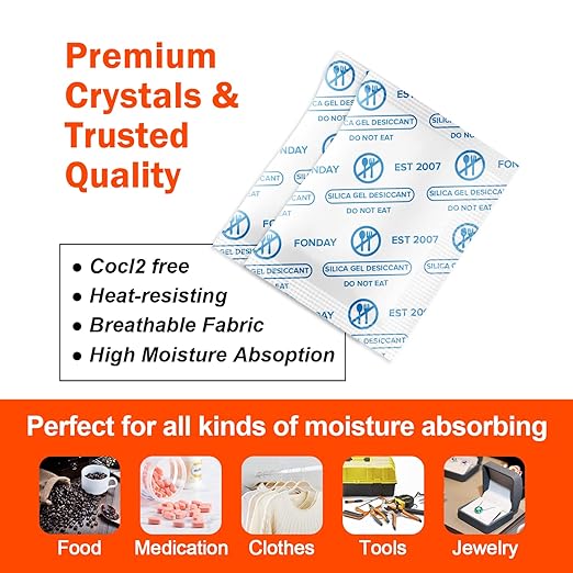 1 Gram 500 Packets Fonday Food Grade Silica Gel Desiccants Packs Moisture Absorbers Dehumidifier