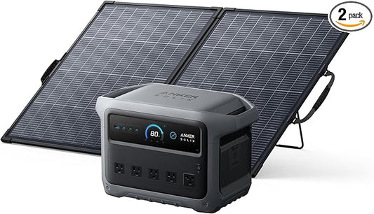 Anker SOLIX C1000 Gen 2 Portable Power Station with 200W Bifacial Solar Panel, 2,000W (Peak 3,000W) Solar Generator, Full Charge in 49 Min, 1,024Wh LiFePO4 Battery