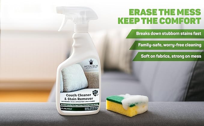Travel size Couch Cleaner and Stain Remover. For sofas, car upholstery, carpets, rugs, mattresses, dining chairs, all Fabrics. Safe, for kids and pets.
