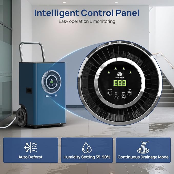 ARGENDON Commercial Dehumidifier with Pump for Basement, 110 Pints Heavy Duty Industrial Dehumidifiers on Wheels with Drain Hose for Water Damage Restoration, Large Room Space, Garage, AUTO Defrost