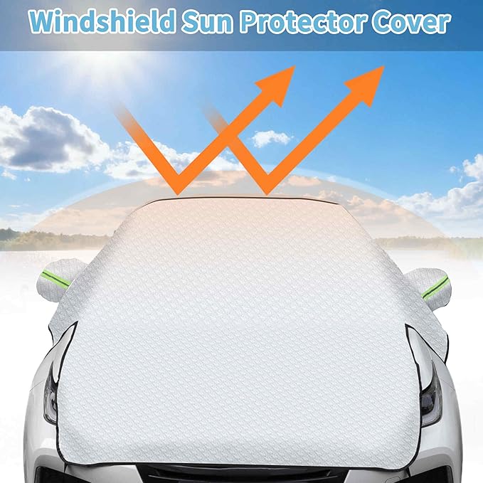 Heavy Duty Snow Car Cover 7-Layer Thickened Enlarge Windproof Waterproof Windshield Cover for Ice and Snow All-Season Versatility Universal Fit SUV/Truck/Sedan (96" x 87")
