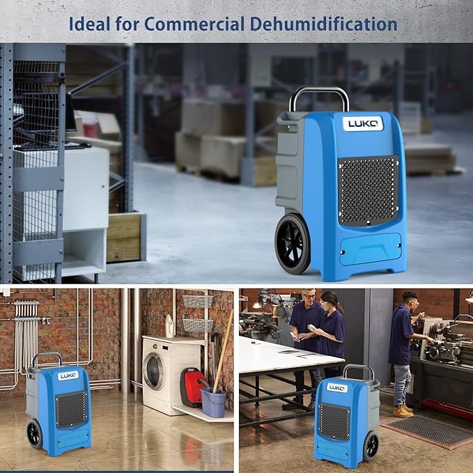 LUKO 190 Pints Commercial Dehumidifier with Pump & Drain, 8000 Sq Ft Large Space,8000 Sq Ft Large Space, Large Capacity Industrial Dehumidifier for Basement