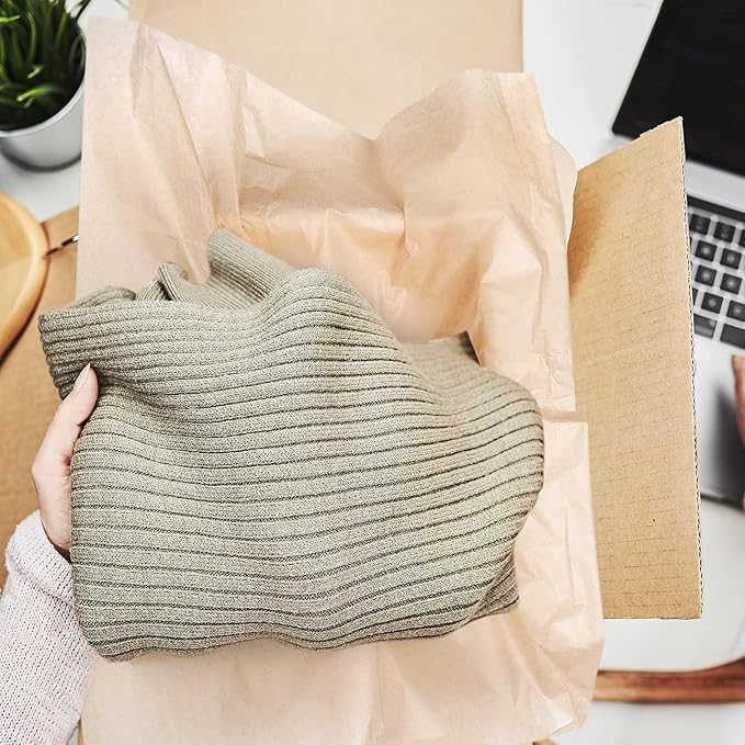 250 Pcs 30 x 20 Inch Acid Free Archival Tissue Paper No Acid Unbuffered Interleaving Paper for Clothes Textiles Linens Books Photo Jewelries Presents Wrap Storage, Brown
