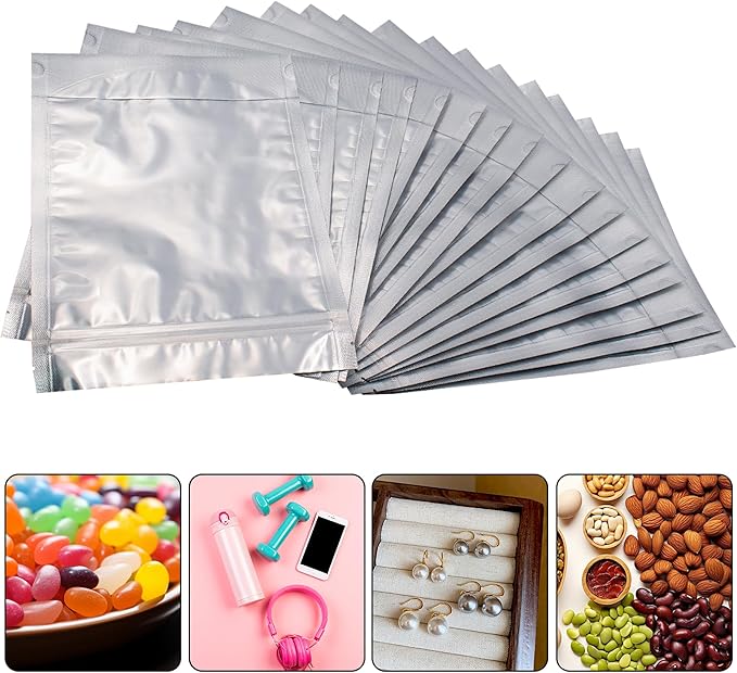 1 Quart 60 Packs Mylar Bags For Food Storage, 7"x 10" Mylar Bags With Window, Freeze Dried Candy Bags, Reusable Storage Bags For Food, Mylar Food Storage Bags for Long Term Food Storage