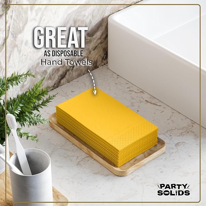 Yellow Dinner Napkins Disposable 8" x 4" Folded - 40 Pcs 2 Ply Yellow Napkins Disposable Paper Guest Towels for Bathrooms, Dinners, Everyday Parties & Party Supplies