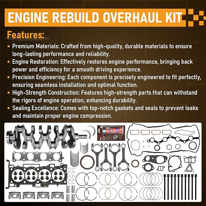 G4KJ 2.4L Engine Rebuild Overhaul Kit with Crankshaft & Connecting Rods for Hyundai Tucson Sonata Santa Fe, for Kia Sorento Optima & Sportage 2011-2020 Replace OE 23510-2G500 23111-2G200