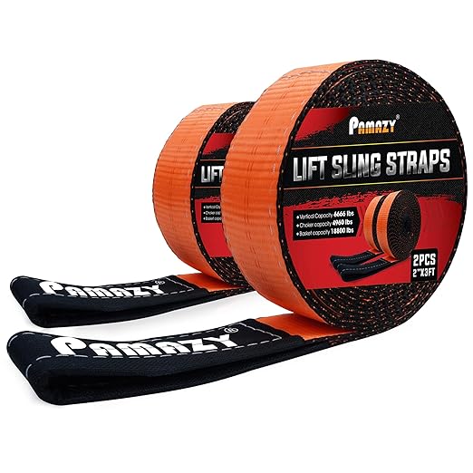 2 Pack 2”x3FT Supper Sturdy Lift Sling Straps, 18800 Pound Capacity Heavy Duty Eye-Eye Nylon Strap for Hoist, 2-Ply Polyester Rigging Straps, Tree Saver Recovery Straps Web Sling Winch