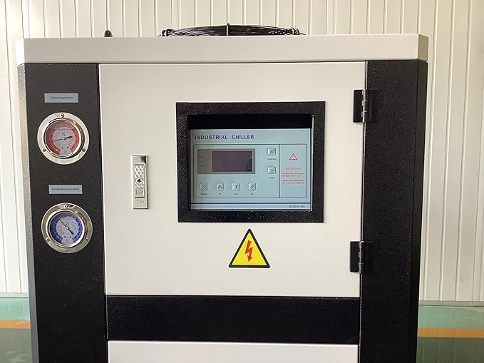 5HP Industrial Water Chiller, Air-Cooled Cold Water Machine with R407C Refrigerant, 60,736 BTU Cooling Capacity, 460V 3-Phase 60hz Precision Temperature Control, High Reliability