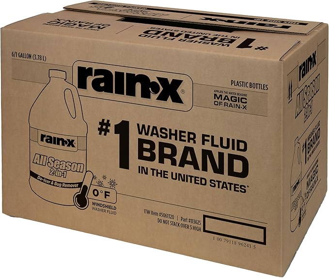 Rain-X All Season 0°F 2-in-1 De-Icer & Bug Remover Windshield Washer Fluid - 1 Gallon (Pack of 6)