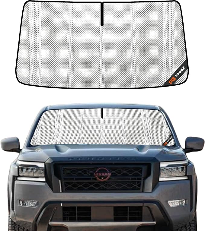 Windshield Sun Shade for Nissan Frontier 2022-2025. Full Coverage Rearview Mirror Shade for Ultimate Protection
