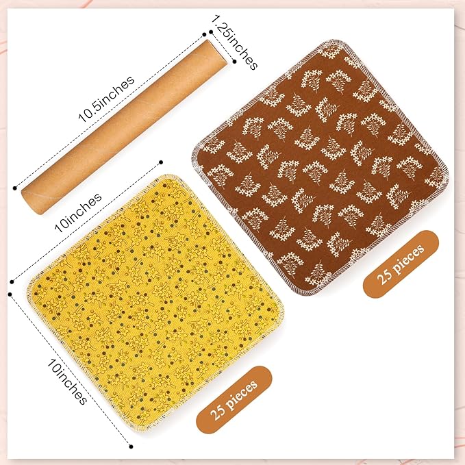 Redbaker 50 Pcs Reusable Paper Towels Paperless Reusable Cotton Cloths Toilet Absorbent Washable Paper Towels with Roll Kitchen Dishcloth for Kitchen Paperless Dishcloths(Okra)