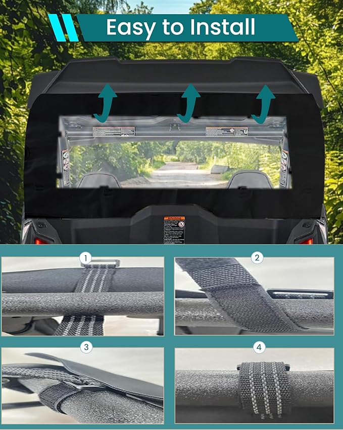 QYMOTO UTV Rear Windshield Compatible with 2023+ CFMOTO ZForce 950 Sport,ZForce 950 Trail,ZForce 800 Trail G2,Water-Resistant Soft Rear Window