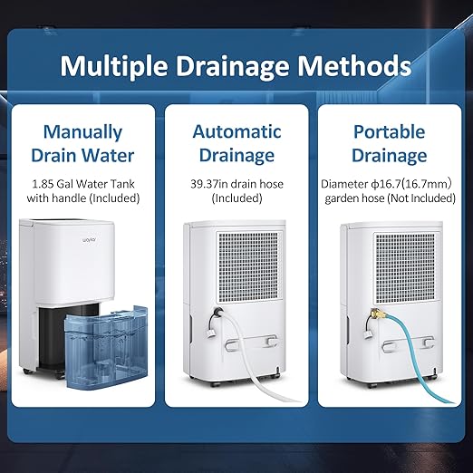 Waykar 7,500 Sq. Ft 2025 Energy Star Dehumidifier with Pump, Max 150 Pints dehumidifier for Basement, Home, Warehouse, with Drain Hose, Auto Defrost, Self-Drying,Quiet Operation