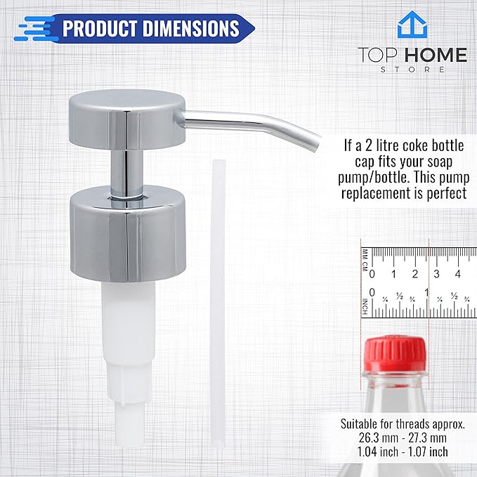 Elegant Flat Top Stainless Steel Soap and Lotion Dispenser Pumps (Chrome, 2 Pack)